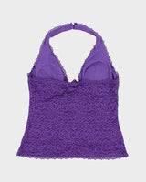 Vintage Y2k 00s Le Chateau Lace Halter Neck Top - L