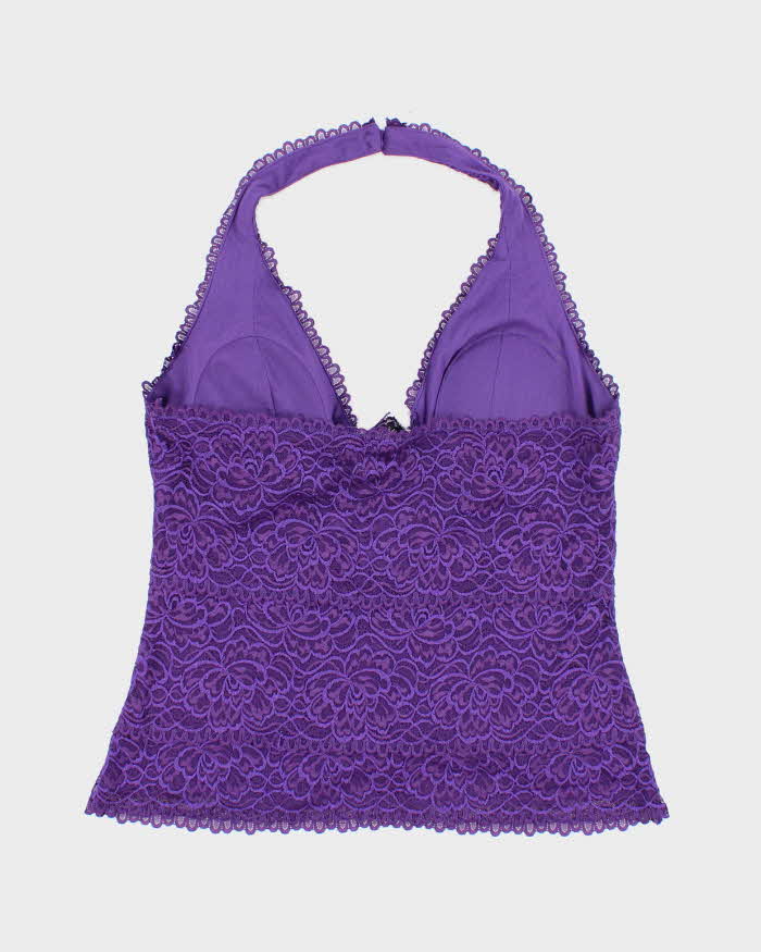 Vintage Y2k 00s Le Chateau Lace Halter Neck Top - L