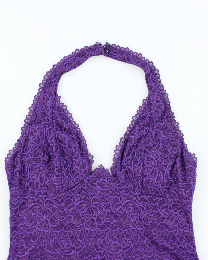 Vintage Y2k 00s Le Chateau Lace Halter Neck Top - L
