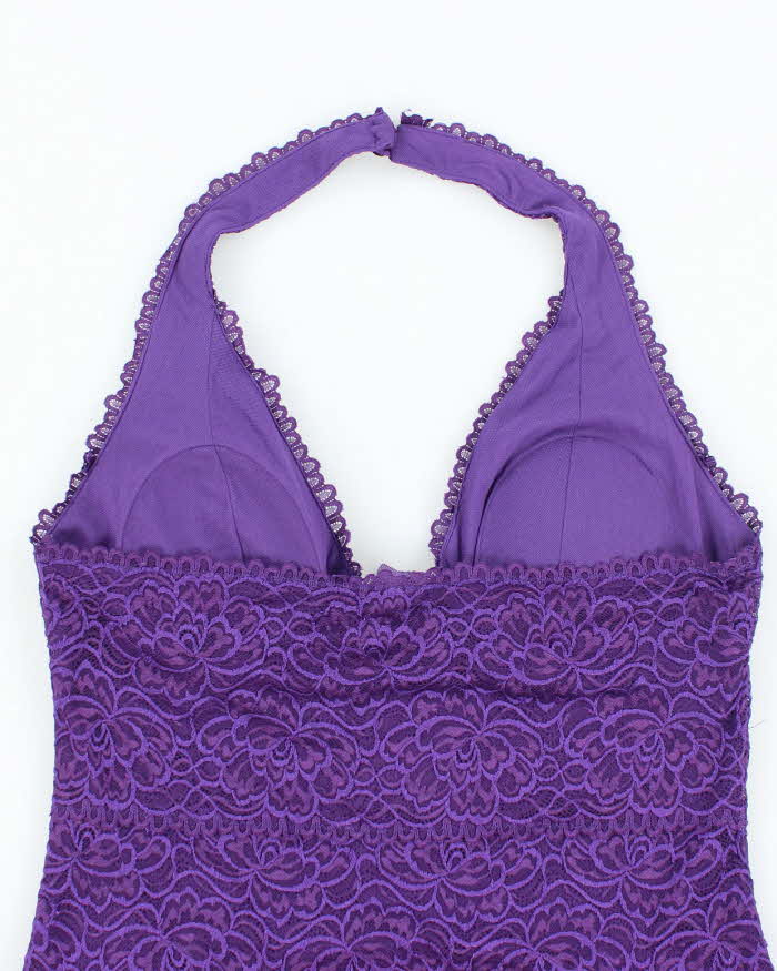 Vintage Y2k 00s Le Chateau Lace Halter Neck Top - L
