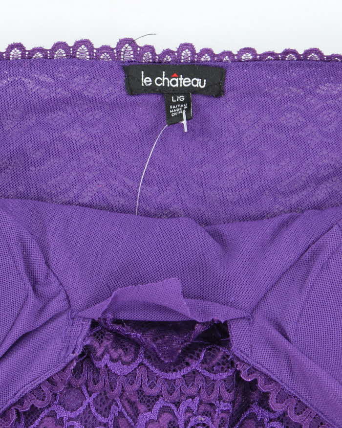Vintage Y2k 00s Le Chateau Lace Halter Neck Top - L