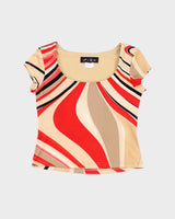 Vintage Y2k 00s Plum Swirl Pattern Top - S