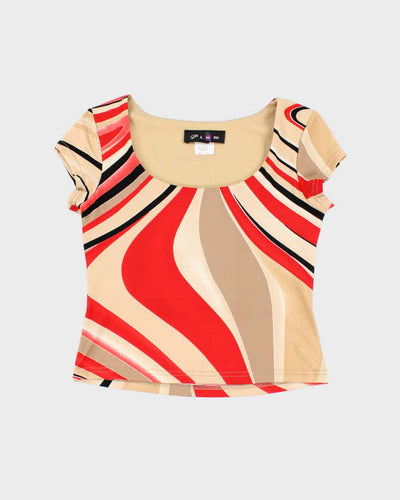 Vintage Y2k 00s Plum Swirl Pattern Top - S