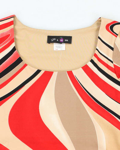 Vintage Y2k 00s Plum Swirl Pattern Top - S