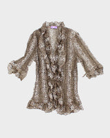 Vintage Y2k 00s Lorho Leopard Print Sheer Blouse - S