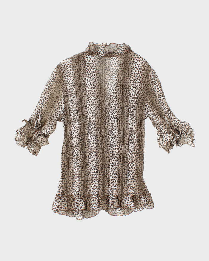 Vintage Y2k 00s Lorho Leopard Print Sheer Blouse - S