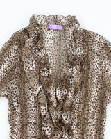 Vintage Y2k 00s Lorho Leopard Print Sheer Blouse - S
