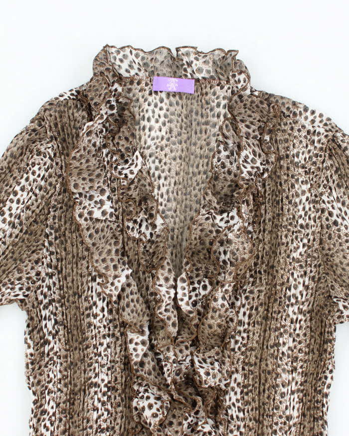 Vintage Y2k 00s Lorho Leopard Print Sheer Blouse - S