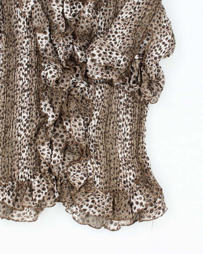 Vintage Y2k 00s Lorho Leopard Print Sheer Blouse - S