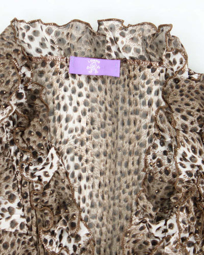 Vintage Y2k 00s Lorho Leopard Print Sheer Blouse - S