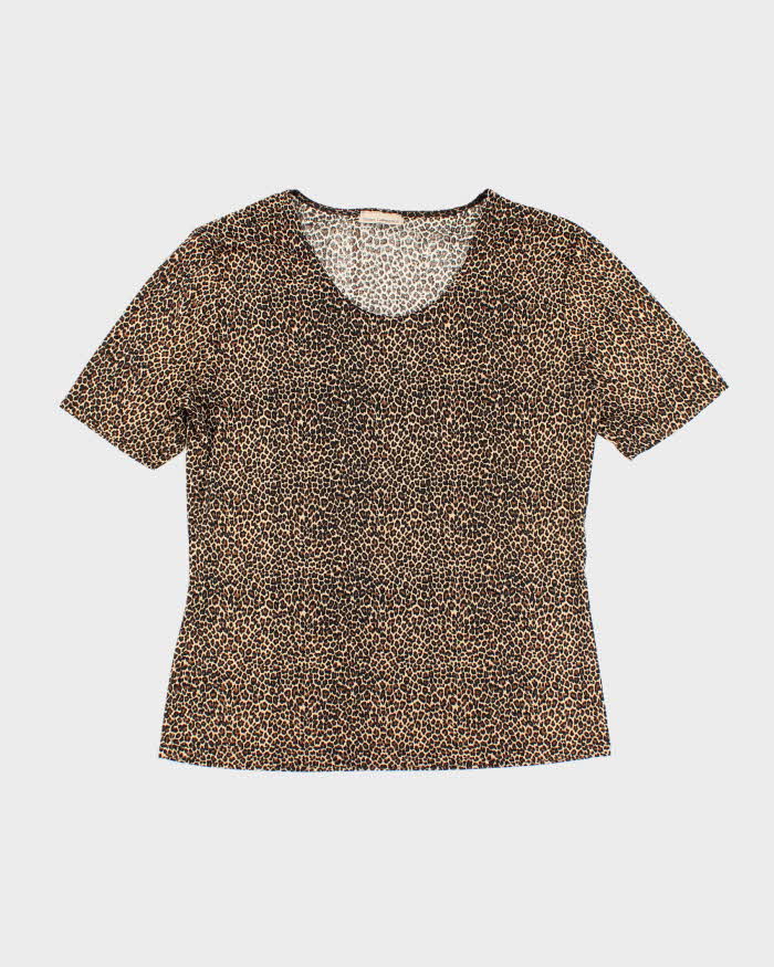 Vintage Y2k 00s Susan Lawrence Leopard Print Top - XL