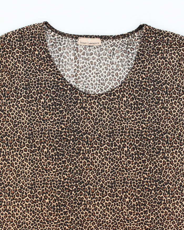 Vintage Y2k 00s Susan Lawrence Leopard Print Top - XL