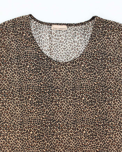 Vintage Y2k 00s Susan Lawrence Leopard Print Top - XL