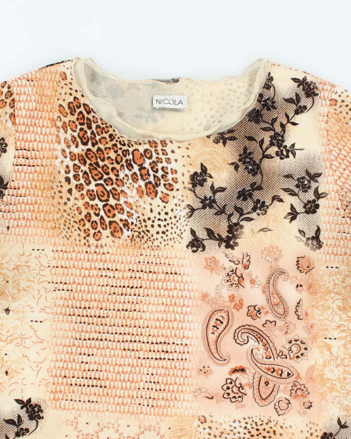 Vintage Y2k 00s Nicola Double Mesh Top - L