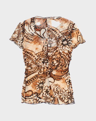 Vintage Y2k 00s Joseph Ribkoff Leopard Print Mesh Top - S