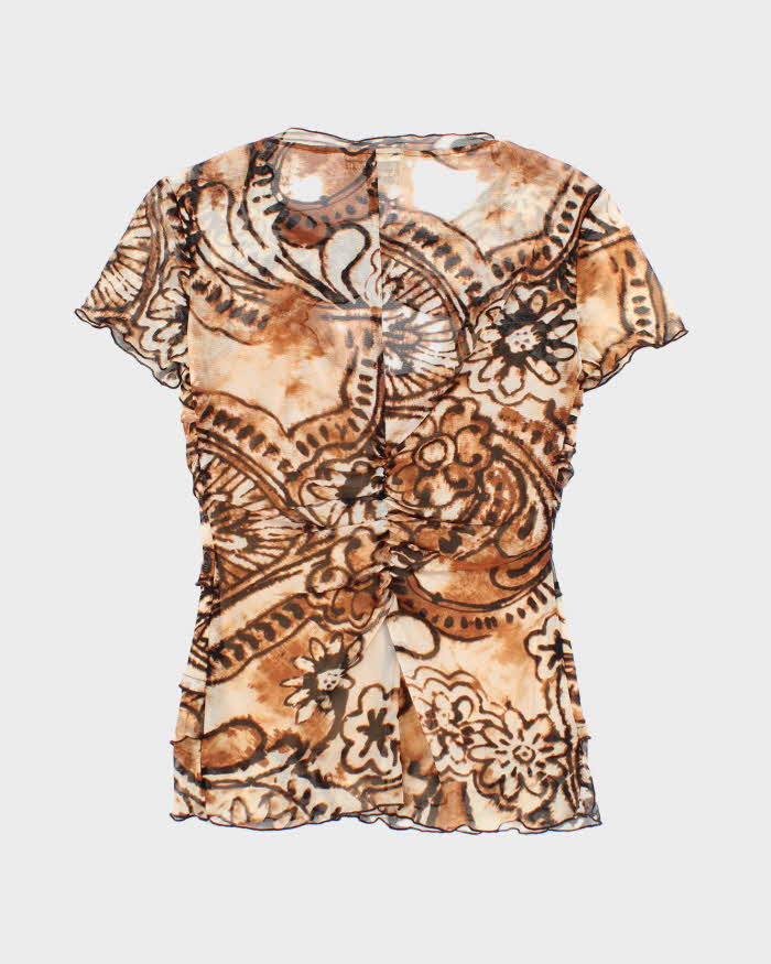Vintage Y2k 00s Joseph Ribkoff Leopard Print Mesh Top - S