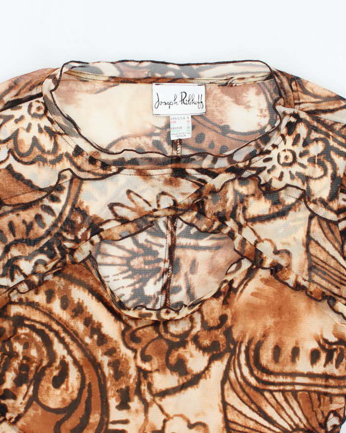 Vintage Y2k 00s Joseph Ribkoff Leopard Print Mesh Top - S