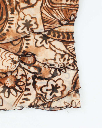 Vintage Y2k 00s Joseph Ribkoff Leopard Print Mesh Top - S