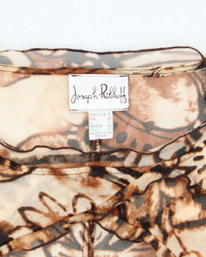 Vintage Y2k 00s Joseph Ribkoff Leopard Print Mesh Top - S