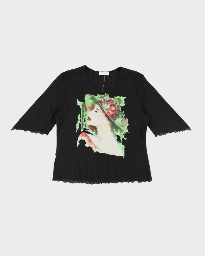 Vintage Y2k 00s WingShing Double Layer Mesh Blouse - M