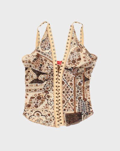 Vintage Y2k 00s Bouche A Bouche Mesh Lace-up Cami - XS