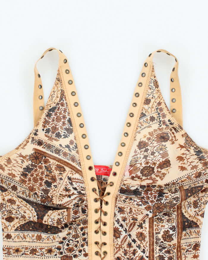 Vintage Y2k 00s Bouche A Bouche Mesh Lace-up Cami - XS