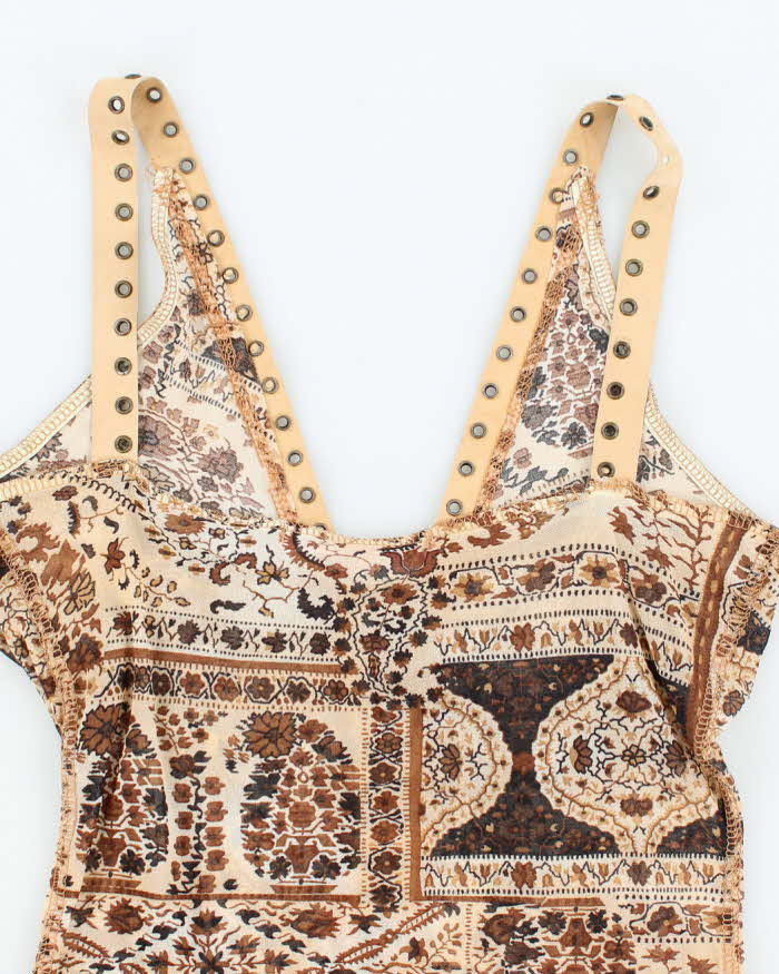 Vintage Y2k 00s Bouche A Bouche Mesh Lace-up Cami - XS