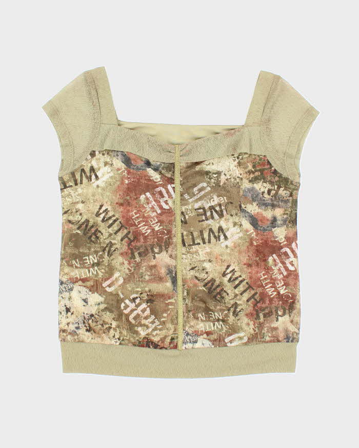 Vintage Y2k 00s Graffiti Double Mesh Top - M