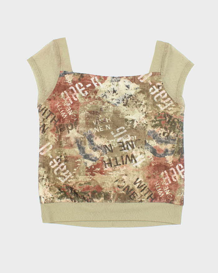 Vintage Y2k 00s Graffiti Double Mesh Top - M