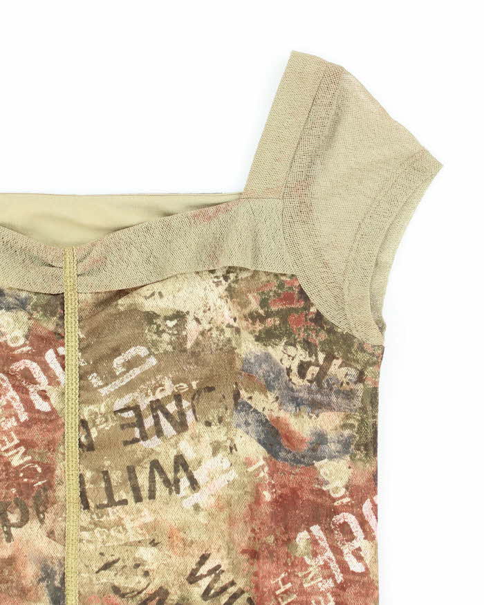 Vintage Y2k 00s Graffiti Double Mesh Top - M