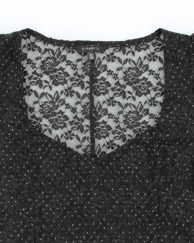 Vintage Y2k 00s Dynamite Polka Dot Lace Top - S