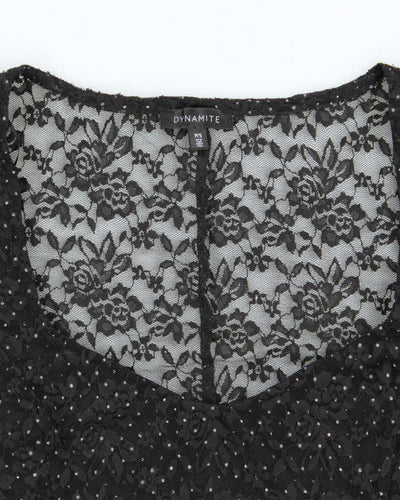 Vintage Y2k 00s Dynamite Polka Dot Lace Top - S
