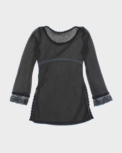 Vintage Y2k 00s Witchy Long Sleeve Mesh Top - S