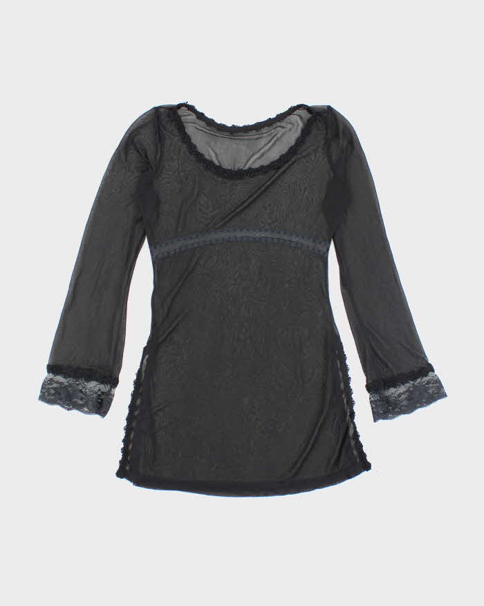 Vintage Y2k 00s Witchy Long Sleeve Mesh Top - S