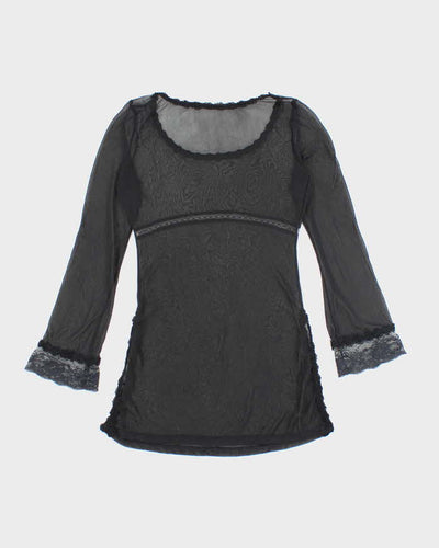 Vintage Y2k 00s Witchy Long Sleeve Mesh Top - S
