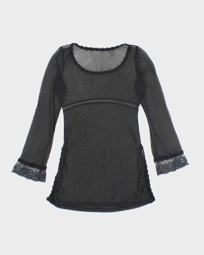 Vintage Y2k 00s Witchy Long Sleeve Mesh Top - S