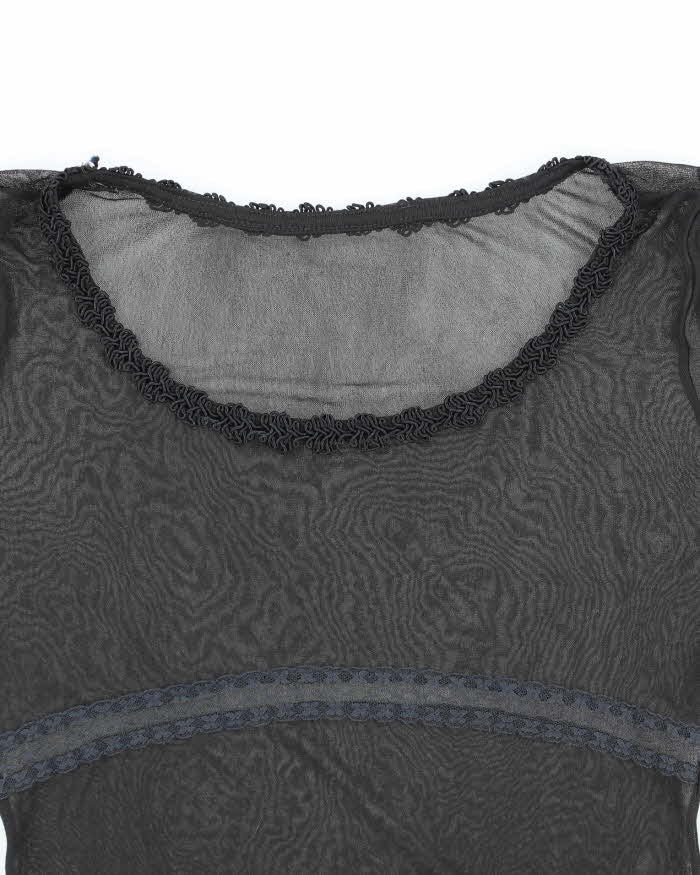 Vintage Y2k 00s Witchy Long Sleeve Mesh Top - S
