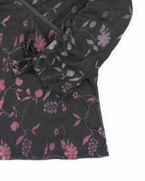 Vintage Y2k 00s Rickis Ruched Sleeve Floral Top - L
