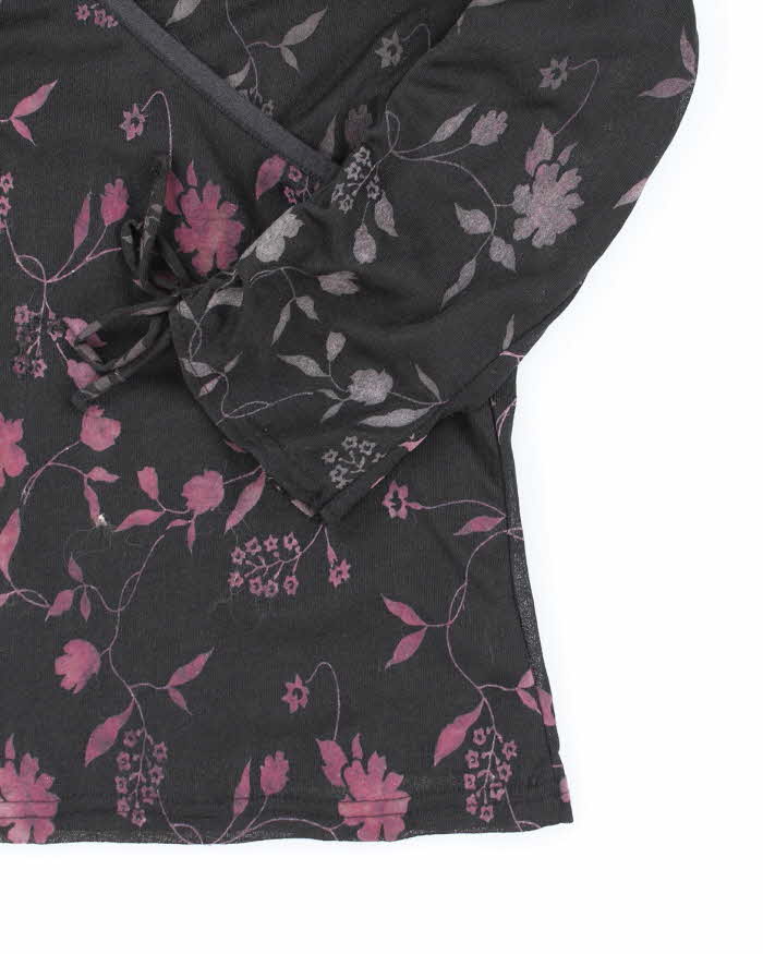Vintage Y2k 00s Rickis Ruched Sleeve Floral Top - L