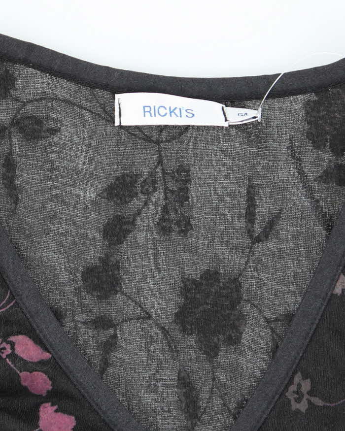 Vintage Y2k 00s Rickis Ruched Sleeve Floral Top - L