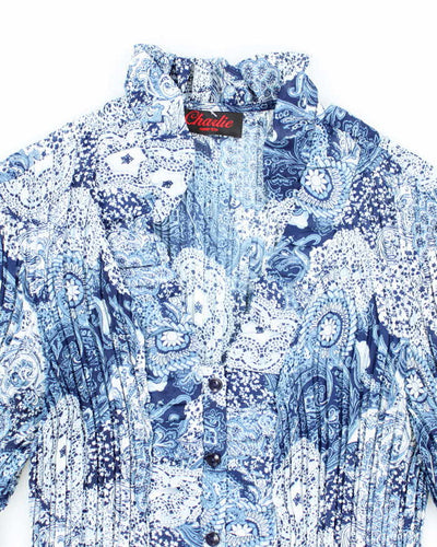 Vintage Charlie Plisse Paisley Pattern Blouse - M