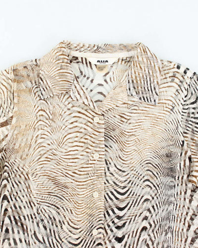Vintage Y2k 00s Alia Pattern Mesh Blouse - XL