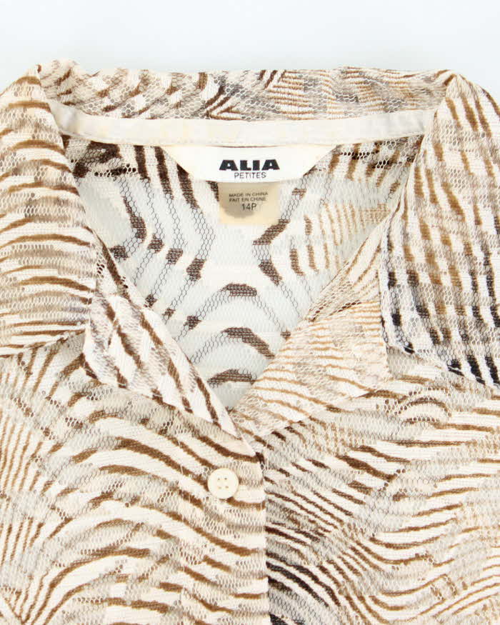 Vintage Y2k 00s Alia Pattern Mesh Blouse - XL