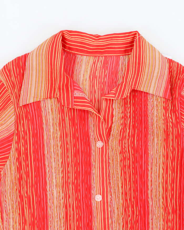 Vintage 90s Plisse Stripe Blouse - S