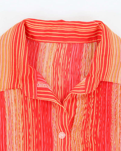 Vintage 90s Plisse Stripe Blouse - S