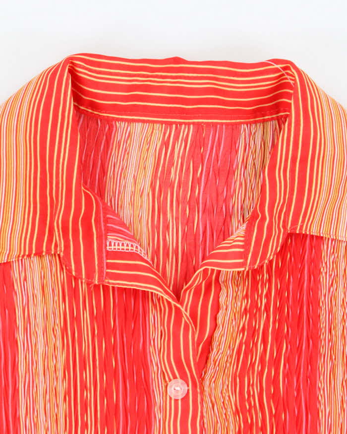 Vintage 90s Plisse Stripe Blouse - S