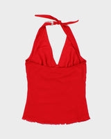 Vintage Y2k 00s Poet Embroidered Sequin Halter Neck Top - M