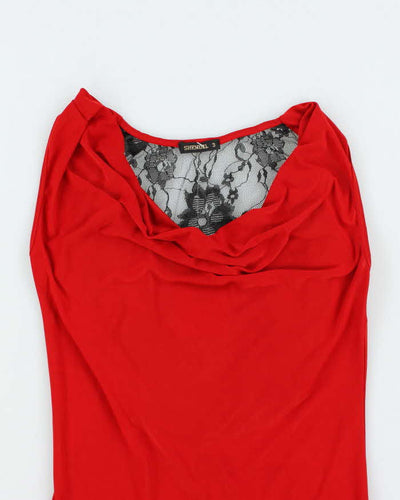 Vintage Y2k 00s Shendel Lace Back Cowl Neck Top - S