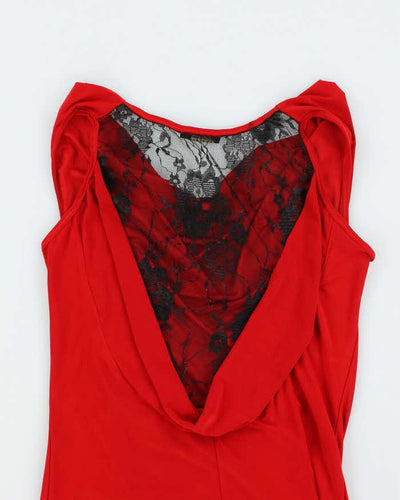 Vintage Y2k 00s Shendel Lace Back Cowl Neck Top - S