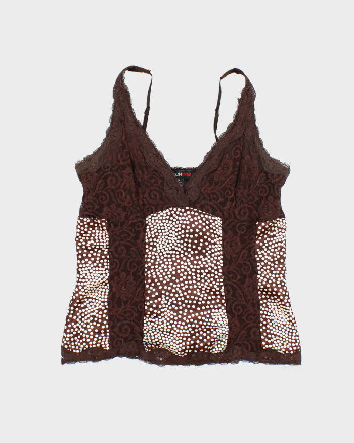 Vintage Y2k 00s Optionelle Polka Dot Lace Cami - M